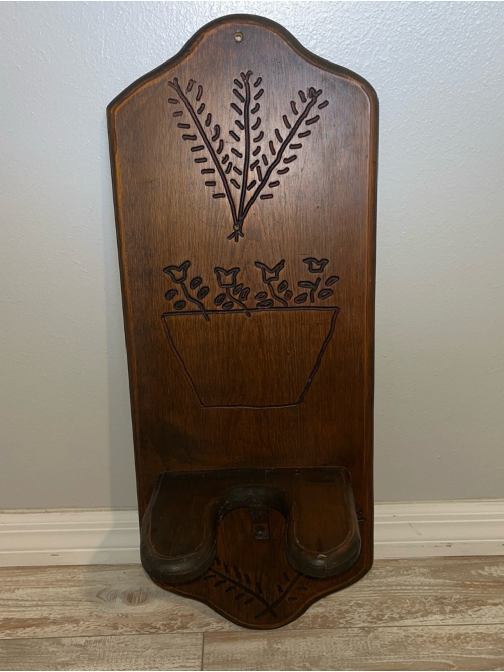 Solid vintage wood oil lamp holder